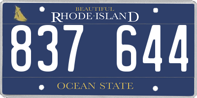 RI license plate 837644