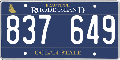 RI license plate 837649