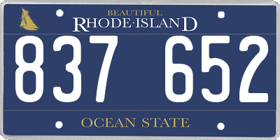 RI license plate 837652
