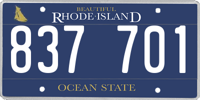 RI license plate 837701