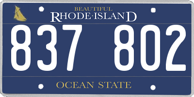 RI license plate 837802