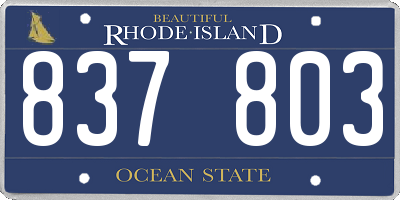 RI license plate 837803