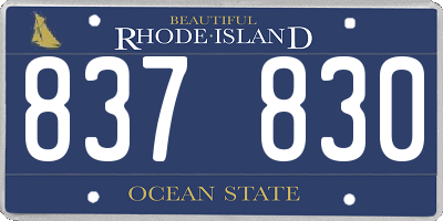 RI license plate 837830