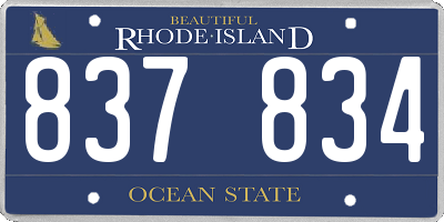 RI license plate 837834