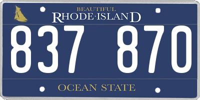 RI license plate 837870