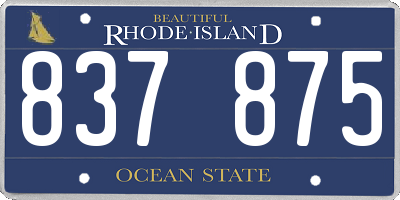 RI license plate 837875