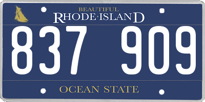 RI license plate 837909