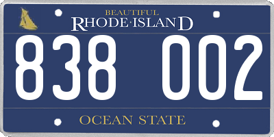 RI license plate 838002