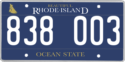 RI license plate 838003
