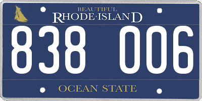 RI license plate 838006