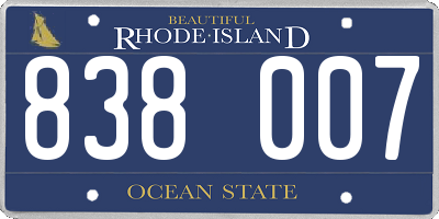 RI license plate 838007