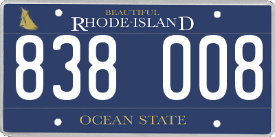 RI license plate 838008