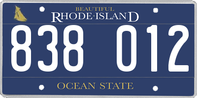 RI license plate 838012