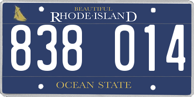 RI license plate 838014