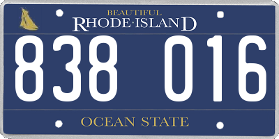 RI license plate 838016
