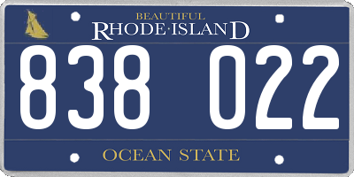 RI license plate 838022