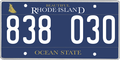 RI license plate 838030
