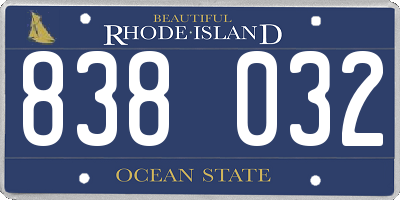 RI license plate 838032