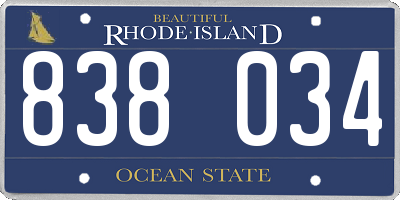 RI license plate 838034