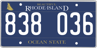 RI license plate 838036