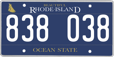RI license plate 838038