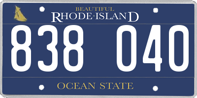 RI license plate 838040