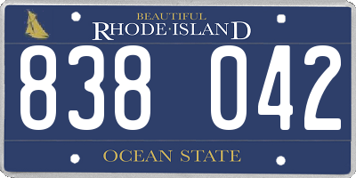 RI license plate 838042