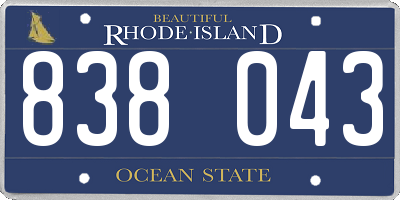 RI license plate 838043