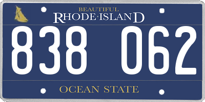 RI license plate 838062