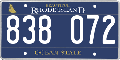 RI license plate 838072