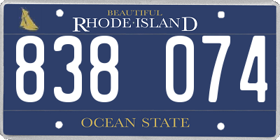 RI license plate 838074