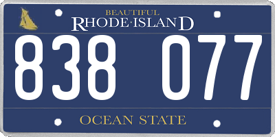 RI license plate 838077