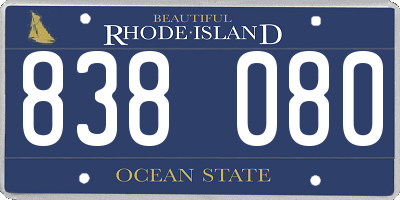 RI license plate 838080
