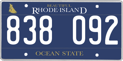 RI license plate 838092