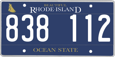 RI license plate 838112