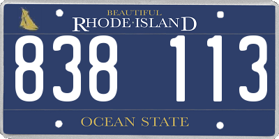 RI license plate 838113