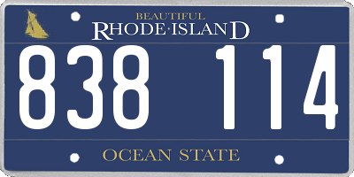 RI license plate 838114