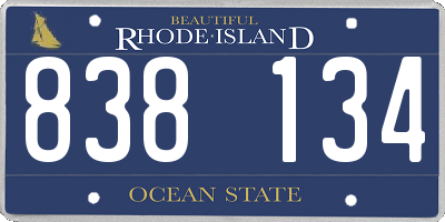 RI license plate 838134