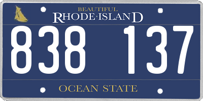 RI license plate 838137