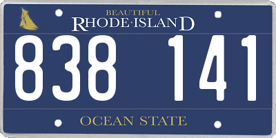 RI license plate 838141