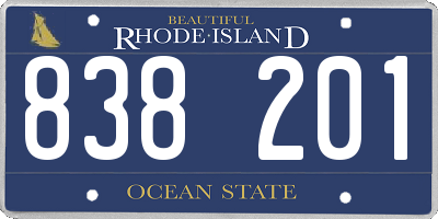 RI license plate 838201