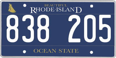 RI license plate 838205