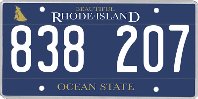 RI license plate 838207