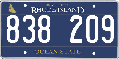 RI license plate 838209