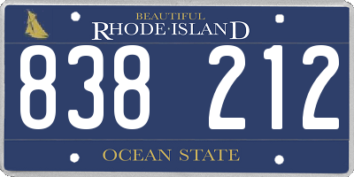 RI license plate 838212