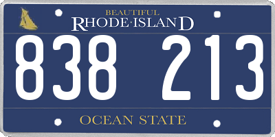 RI license plate 838213