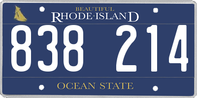 RI license plate 838214