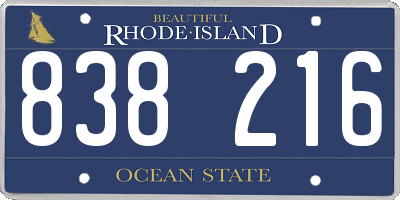 RI license plate 838216