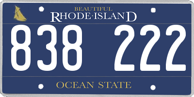 RI license plate 838222