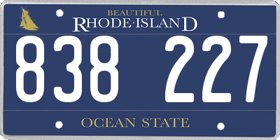 RI license plate 838227